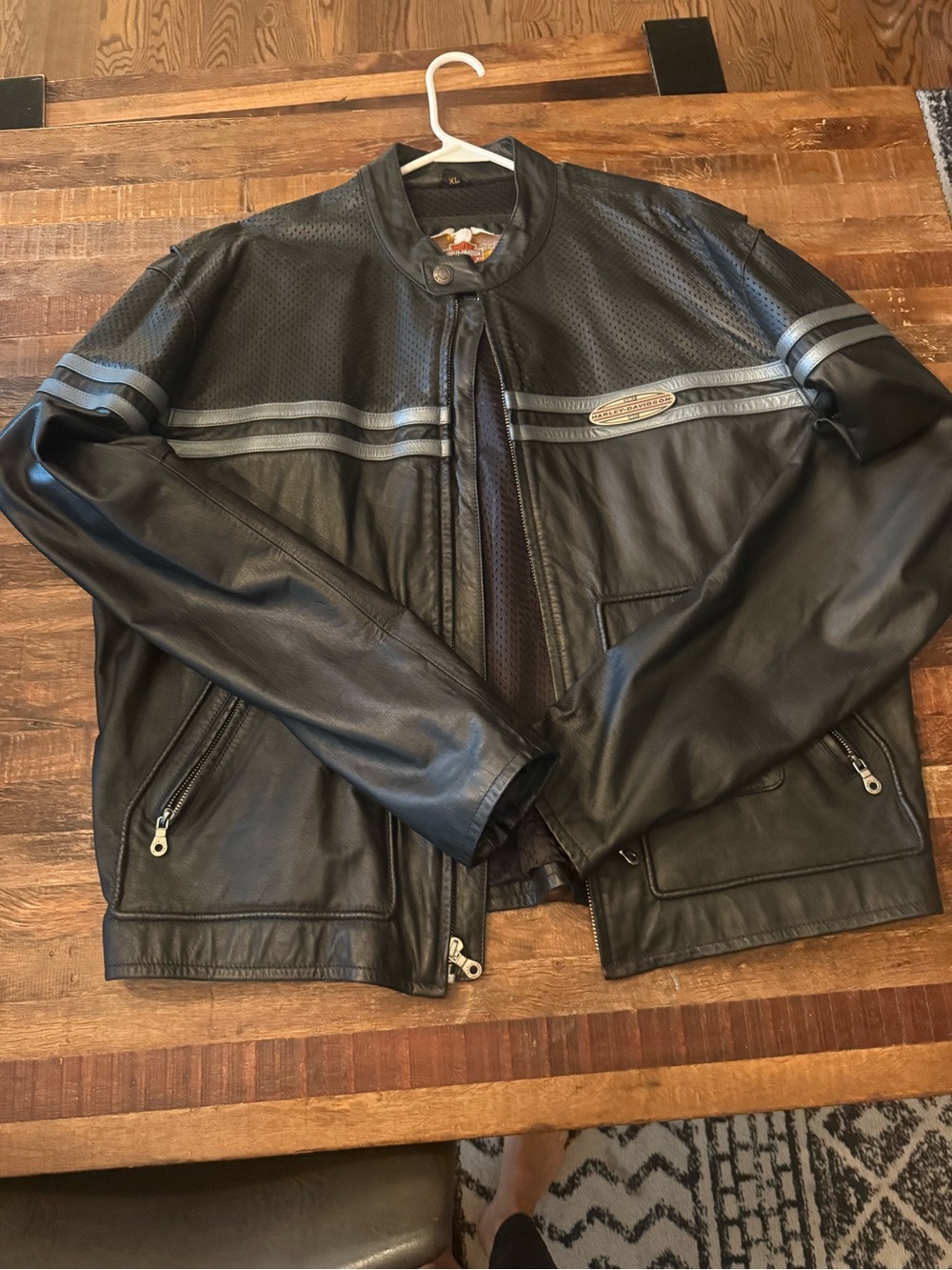 Men's Harley Davidson Black Leather Stripe Jacket